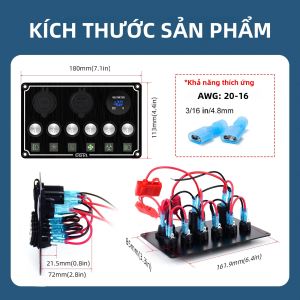 Bảng Điều Khiển Công Tắc Rocker Tự Động Bằng Kim Loại Đèn LED Kép Điều Khiển Ánh Sáng Cho Ô Tô Thuyền RV Xe Cắm Trại - Công Tắc Rocker Đa Năng Cho Ô Tô Thuyền