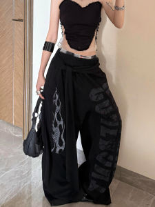 Loose Wide Leg Pants Casual Sporty Jazz Dance Womens Autumn Loose Trousers Draping Flared Pants Asymmetrical Dark Style