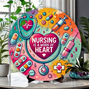 Summer Heart-Shaped round 2D Wooden Art Disc - Decorative Logo Board Childrens Vaccination Hospital Entrance Sign Gift