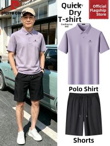 Pierre Cardin | Bộ Quần Shorts Ngắn và Áo T-shirt Lụa Băng Mỏng Hút Ẩm Nhanh