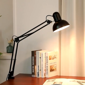 Swing Arm Multi-Joint Desk Lamp with Rotatable Lamp Head and Clamp Mount Support 360° Rotation for Office/Home/Study