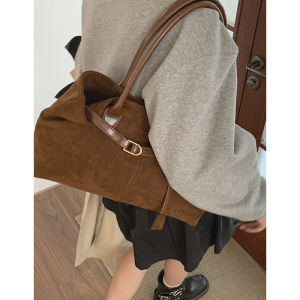 Georgetown Binhli Suede Velvet Womens Handbag Retro Tote Bag Underarm Bag Urban Simple Style Magnetic Buckle Closure Daily Use