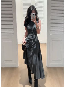 SHANGSHA | Elegant & Beautiful Gray Sleeveless Dress