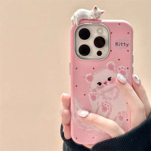 เคสหนัง Casepark สำหรับ Iphone 16 Promax Iphone 16Plus Iphone 15 15pro Promax 15Plus iPhone 16 15Plus Iphone 16 14 13 11 Pro Max X Xr Xs Max การ์ตูนแมวน่ารัก3D สีสันสดใสสไตล์ย้อนยุคเรียบง่ายเคสหนังเคสมือถือกันกระแทก