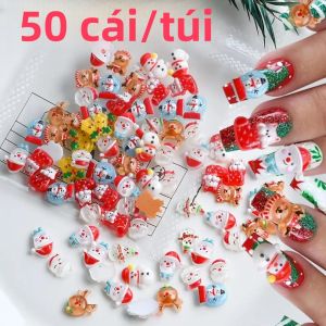 50 Món Trang Trí Móng Tay Giáng Sinh Hình Người Tuyết Tuần Lộc 3D Nhựa Resin Chuông Giáng Sinh Tất Giáng Sinh Dùng Cho Thủ Công Tự Làm Trang Sức Tóc Quà Tặng Trẻ Em Hoạt Hình Trang Trí Móng Tay