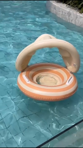 Thuyền phao trẻ em đáng yêu đũi xỏ chân đi bơi an toàn gấp gọn mái che nắng lót mông vui chơi xinh