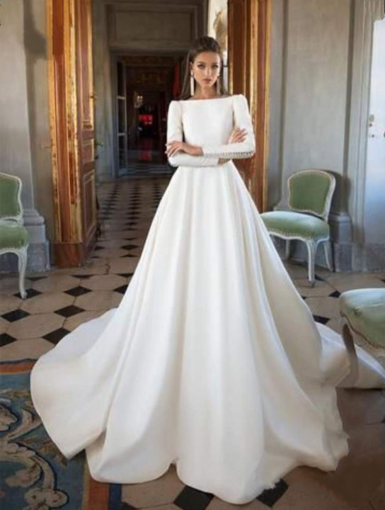 Váy cưới dài tay thiết kế đơn giản, cổ điển #1070