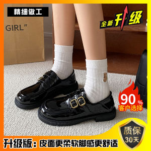 Giày Lười Đế Bằng Phong Cách Anh Cho Nữ Mùa Xuân Thu Phong Cách Nhật Bản JK Đa Năng Đi Cùng Váy Đế Bằng Cổ Điển