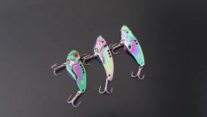 3PCS Metal Colorful VIB Lure 5g 7g 10g 15g 20g 3D Eyes Fishing Spoons Lures Sinking Jig Hard Bait With Double Treble Hooks