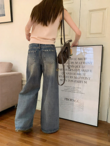 NIHAOKANONG | Quần Jeans Quần Ống Rộng Slim Fit Vintage