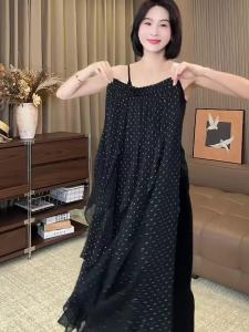 XUNYI | Chân Váy Dài In Hoa Đốm Thời Trang Quấn Ruy Băng