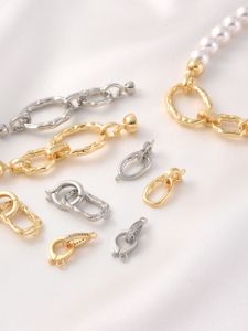 High Quality 18K Gold Plated Pearl Buckle Handmade DIY Openable Clasp Necklace Bracelet Connector Alloy Silver Gold Jewelry