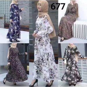 SS Fashion #677 FASHION Women LONG SLEEVE FLORAL MAXI DRESS (FIT TO XL)