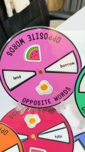 สื่อการสอน วงล้อ "คำตรงข้าม opposite words" สื่ิอการสอนภาษาอังกฤษ คุณภาพสีชัดมาก เด็กๆชอบ