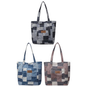 กระเป๋าทรงตั้งผ้าฝ้ายผู้หญิงพร้อมกระเป๋าถือกระเป๋าสะพายไหล่กระเป๋าภายในกระเป๋าโฮโบสำหรับเดินทางซื้อของทำงาน