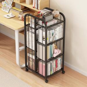 Movable Bookcases Shelving Book Cabinet Movable Book Shelf Rack Storage Movable Book Shelf Rack Cabinet Safe and Durable Simple Iron Bookcase 书架