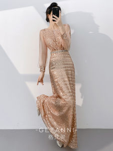 Luxury Glitter Rose Gold Evening Dress