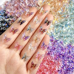 30PCS Sweet Multi Color Transparent Butterfly Nail Charms 3D Resin Glossy Small Butterfly Nail Art Decoration for DIY Crafts