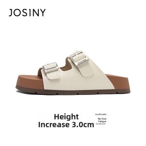 Josiny | Thick Sole Ladies Summer Leather Sandals with Buckle