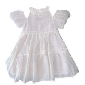 Phiên bản Hàn Quốc Đầm công chúa thời trang cho bé gái menoea với tay áo bong bóng và HỞ VAI ĐẦM ren quần áo trẻ em phù hợp với tiệc sinh nhật từ 2 đến 7 tuổi