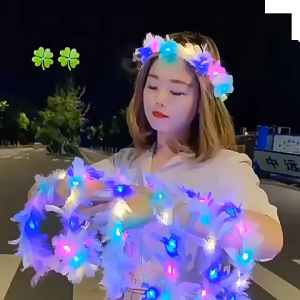 FYBD27 Bando Mahkota Bulu Lampu LED Glow Up Aksesoris Pesta Ulang Tahun Event & Kostum