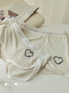 Creamy Smoke Love Couple Style Underwear: Modal Cotton Mens Boxer Briefs & Womens Triangle Pants
