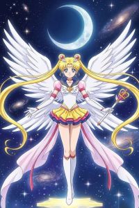 Bandai | DIY Winged Sailor Moon Diamond Painting Magic Moon Star Anime Character Modern Wall Decoration for Living Room Bedroom