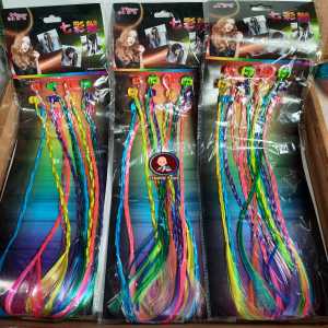 12 Pcs tali rambut kepang lembaran/ Jepit rambut kepangan warna warni