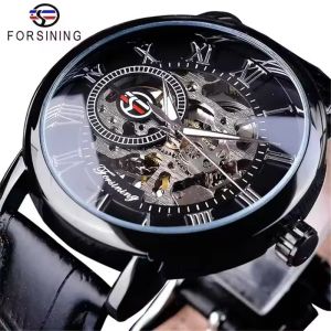 FORSINING 99A Mechanical Watch Automatic Luxury Fashion Business Elegant Luminous Black Leather Strap Wristwatches for Men reloj