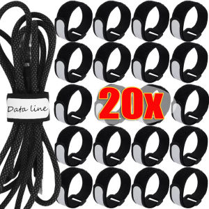 20/1x สายรัดที่เขียนได้ปรับได้สายรัดรัดรัดรัดวนใช้ซ้ำได้ผูกสำหรับที่เก็บของสำนักงานบ้าน