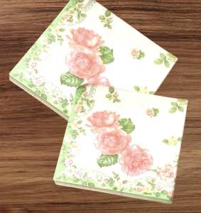 Party Dinner Napkin Serviette Disposable Paper Tissue - Colour Floral Roses Pink Romantic Valentine Love [NSP127]