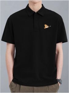 Áo Thun Nam Cổ Polo Tay Ngắn Vải Cotton Cỡ Lớn 300 Pound Họa Tiết Gấu Khóa Kéo Thường Ngày Mùa Hè Công Sở Giản Dị