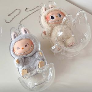 Labubu V1 V2 Thickened Doll Bag Keychain Bags New 17cm LABUBU Clear Macaron Case Dust Case Housings Popmart Bubble Mart Doll
