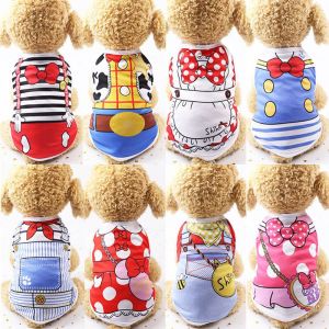 Cartoon Print Dog Shirt Cheap Pet Dog Cartoon Clothes For Small Dogs Summer Casual T-shirt Cute Puppy Vest Yorkshire Terrier Pet Clothes
