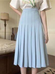ทรงเอ กระโปรงยาวปานกลาง ด้วย พลีท เอวยืดหยุ่น พลัสไซส์ พรางหุ่น สไตล์วิทยาลัย โพลีเอสเตอร์ ไฟเบอร์ ฤดูใบไม้ผลิ ฤดูร้อน เทรนด์ 2024