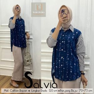 atasan kemeja rayon salur wanita jumbo fit to XXL terbaru mewah elegan