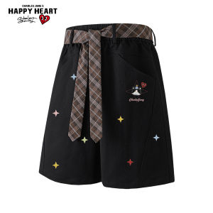 CHARLES JANGS HAPPY HEART | Charles Heart Plaid American Retro Shorts for Men Summer