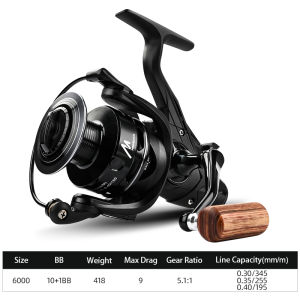 MEREDITH Spinning Reel 10+1BB Max Drag 9KG Carp Front Rear Double Brake Metal Spool  Fishing Reel Saltwater Freshwater