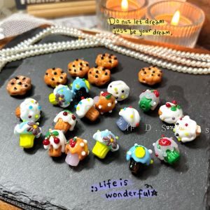 ลูกปัดคริสตัลหินสำหรับทำเครื่องประดับ DIY รูปเค้ก ขนม ไอศกรีม ลูกปัดหินกระจกทำมือสดชื่น ลูกปัดหินกระจกตกแต่งงานฝีมือ