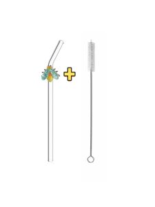 1/2/7PCS Nature Animal Glass Straw Transparent Bendable Reusable Straw for Iced Coffee & Smoothies Perfect for Nature Lovers