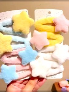 Kẹp tóc mái phủ bông nhung mịn đính ngôi sao nhiều mắc sắc dễ thương K76