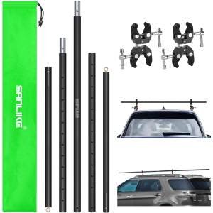 SANLIKE ชุดกันสาดผ้าใบกันน้ำกันสาดรถรถพร้อมเสาบนหลังคาแบบยืดหดได้UV50กันน้ำ3000มม. ทำจาก PU + ม่านบังแดดกันสาดข้างรถสำหรับรถจี๊ป/SUV/รถบรรทุก/รถตู้ส่วนใหญ่
