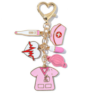 Bandai | Cartoon Infusion pump Thermometer Surgical Mask Enamel Keychain Medical Tools Pandents For Women Men Nurse Doctor Handmade Gift