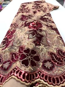 Vải Ren Nhung Xanh Châu Phi Chất Lượng Cao Thêu Tay Nigeria Dành Cho Đám Cưới 2024 Mẫu Mới Rộng 120-140CM Lưới Ren Thân Thiện Với Môi Trường