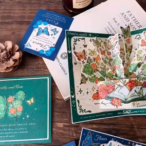 Retro 3D Bouquet Rose Card Butterfly 3D Greeting Cards Retro Rose 3D Foldable Blessing Card Happy Birthday 3D Card for Women Men Wife Husband Mom Dad Friends