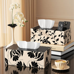 French Vintage Leather Multi-Functional Tissue Box Living Room Fabric Remote Control Storage Box Coffee Table Organizer