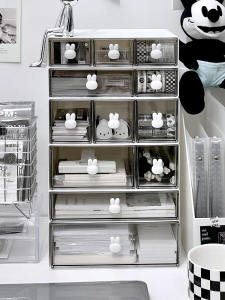 Liu Xiaocheng Dormitory Ins Stationery Storage Box Desktop Student Drawer Notebook Storage Cabinet Desk Storage Rack