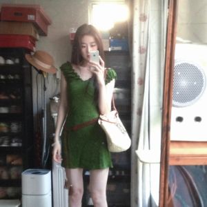 VKSOD | French Vintage Green V-neck Dress Womens Summer New Style Slimming Short Skirt High Waist Casual No-sleeve A-line Dress