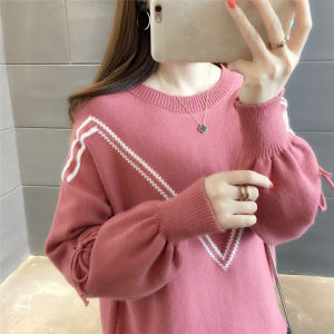 Loose Womens Knitted round Neck Sweater Spring Autumn Korean Style Student Fashion Top Long Sleeve Straight Tube Model