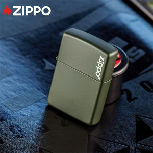 Zippo Hunter Green Design With Zippo Logo Green Matte Pocket Lighter | Zippo 221ZL（ Lighter Without Fuel Inside )